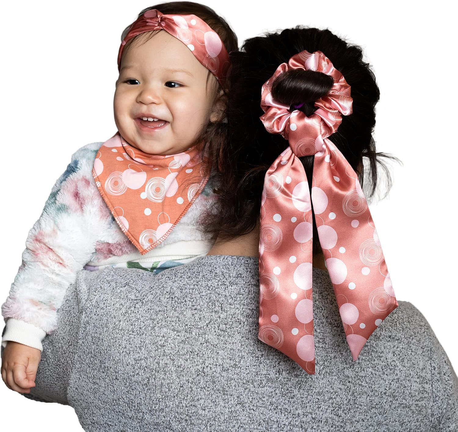 9PC Mommy and Baby Girl Matching Accessories, Bandana Bib, Headband, Hair Tie Scarf Scrunchie, Infant