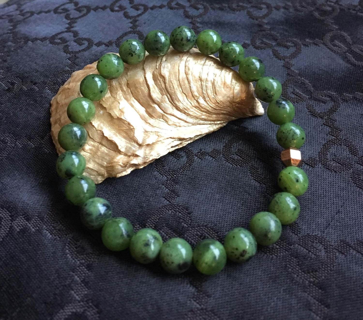 Mens Nephrite Jade Bracelet, Canadian Nephrite Jade, High Quality 8mm Canadian Nephrite Jade Bracelet, Authentic Nephrite Jade, Green Jade