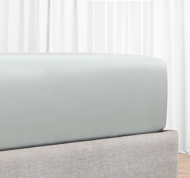 Super King Size Fitted Sheets, Soft 100% Cotton 400Tc Sateen, 180x200+30cm Bed Sheet with Deep Pocket Elasticated for Snug Fit, Durable (Light Grey Colour)