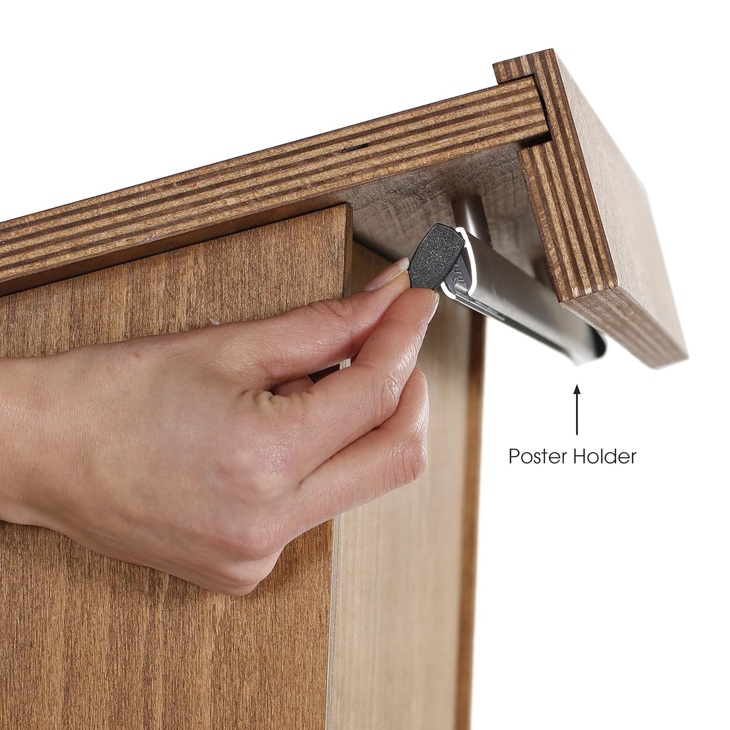 M&T Displays Dark Wood Plywood Stand up Floor-Standing Podium Lectern for Speaker with Poster Fast Microphone Slot Storage Shelf and 4 Locking Caster Wheels Conference Table 45... - Image 4