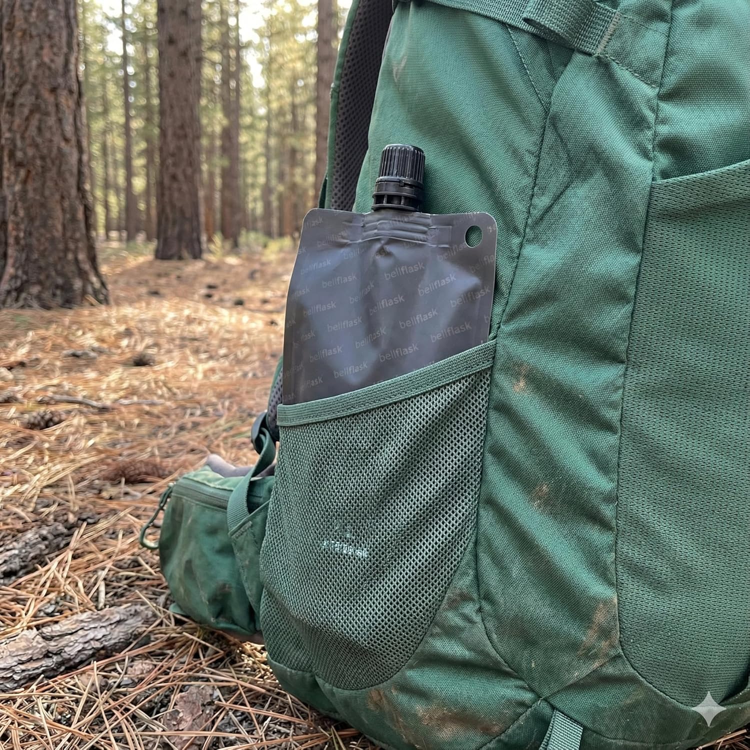 BellFlask - 15 oz. Plastic Flask, Patented, Flexible, Metal-Free, Reusuable, BPA-Free with Carabiner Clip and Filling Funnel