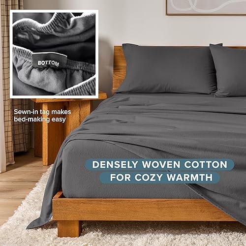 Vista 7 de Bare Home - Juego de sábanas de franela 100% algodón, terciopelo suave y pesado, franela de doble cepillado, bolsillo profundo (Full XL, gris)