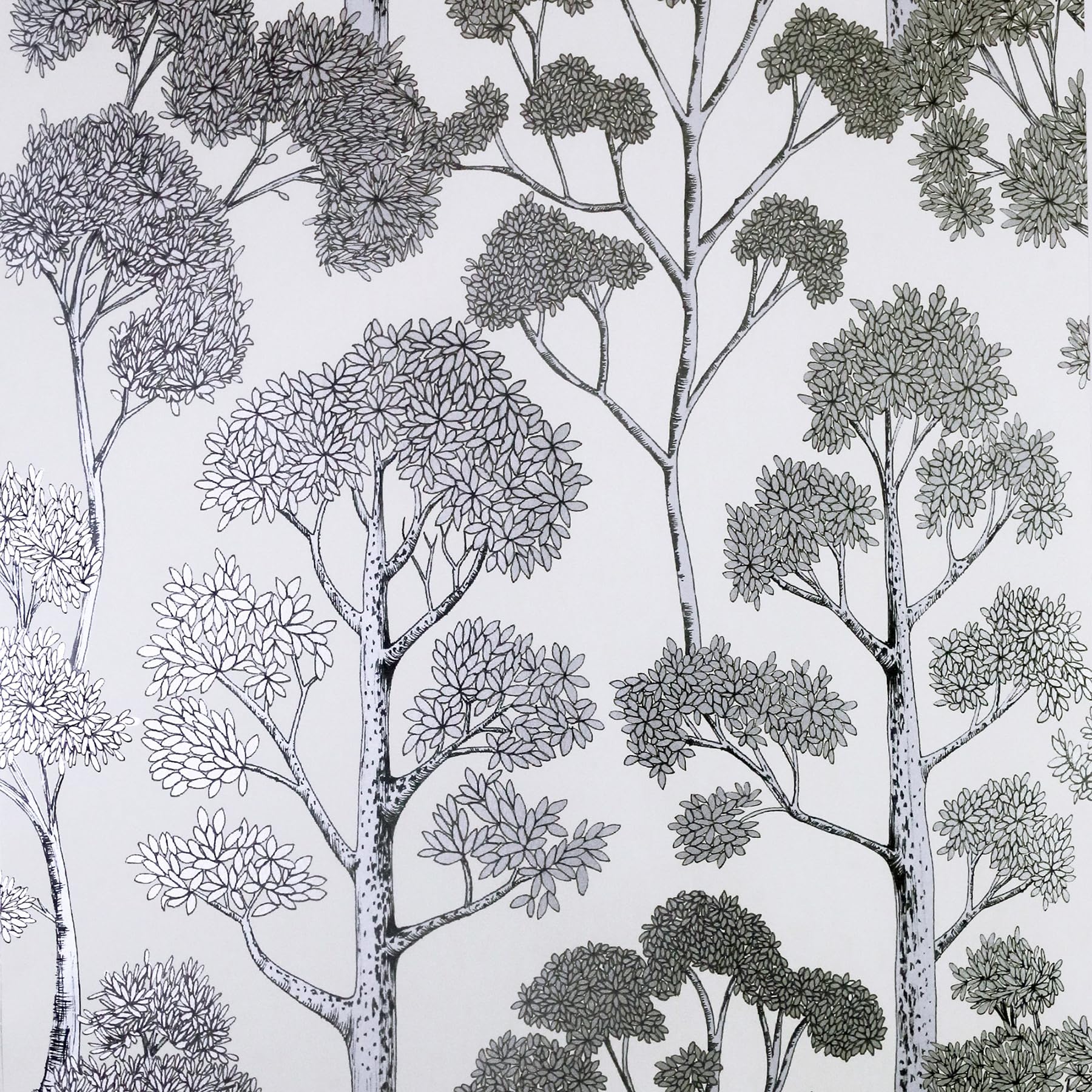 Arthouse Delamere White Silver Wallpaper Metallic Tree Natural Floral