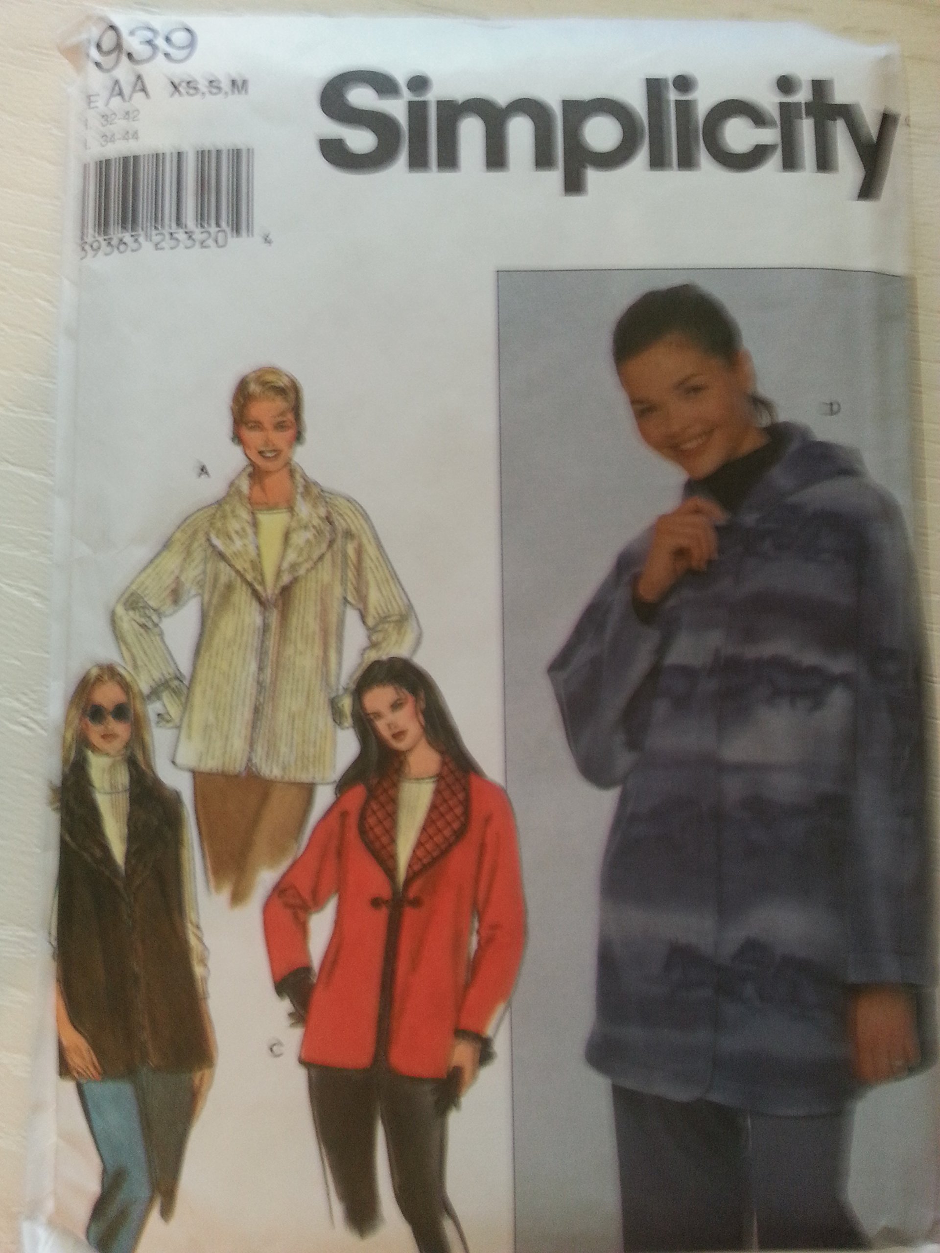 Patron Simplicity 9939 gilet veste femme taille XS S M couture