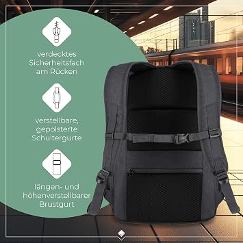 Travelite Hand luggage backpack size L meets IATA cabin luggage dimensions luggage series KICK OFF: Practical backpack for holidays and sports 45 cm 22 litres 006918 D'anthracite Rucksack L (45 cm/22 Liter)