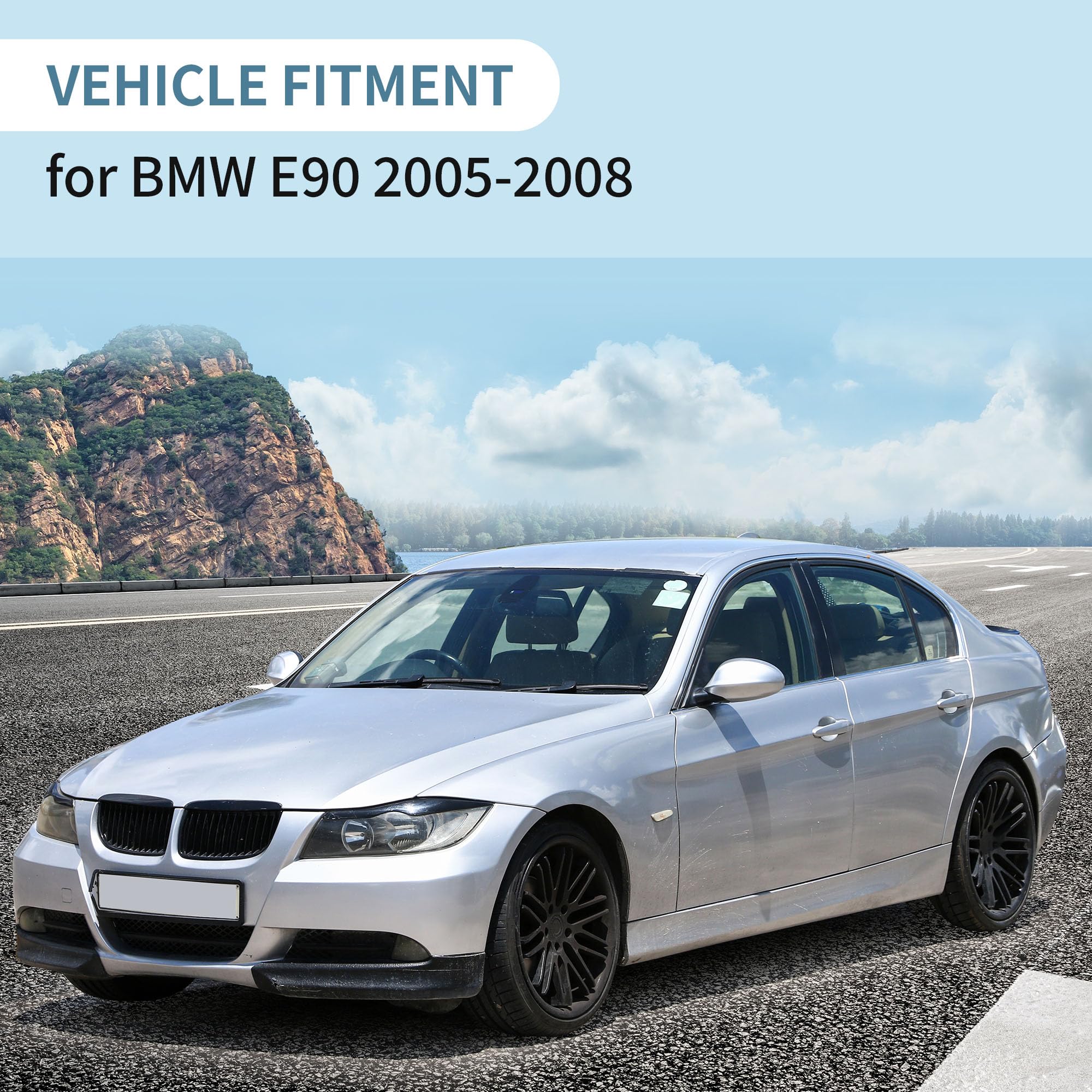 X AUTOHAUX Paire de coques de rétroviseur extérieur en fibre de carbone pour BMW Série 3 E90 E91 325i 328i 330i Berline 2005-2008
