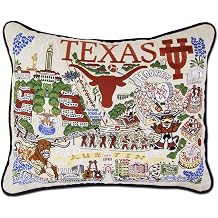 Catstudio Texas Longhorns Hand Embroidered Throw Pillow