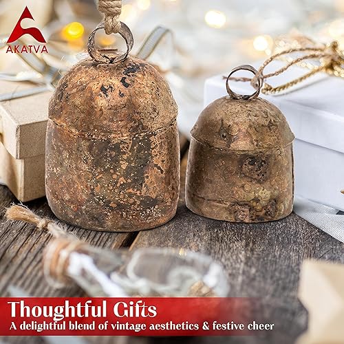 Miniatura 6 de Campanas de Navidad para decoración  Campanas de vaca para decoración navideña rústica  Campanas doradas para decoraciones navideñas  Campanas