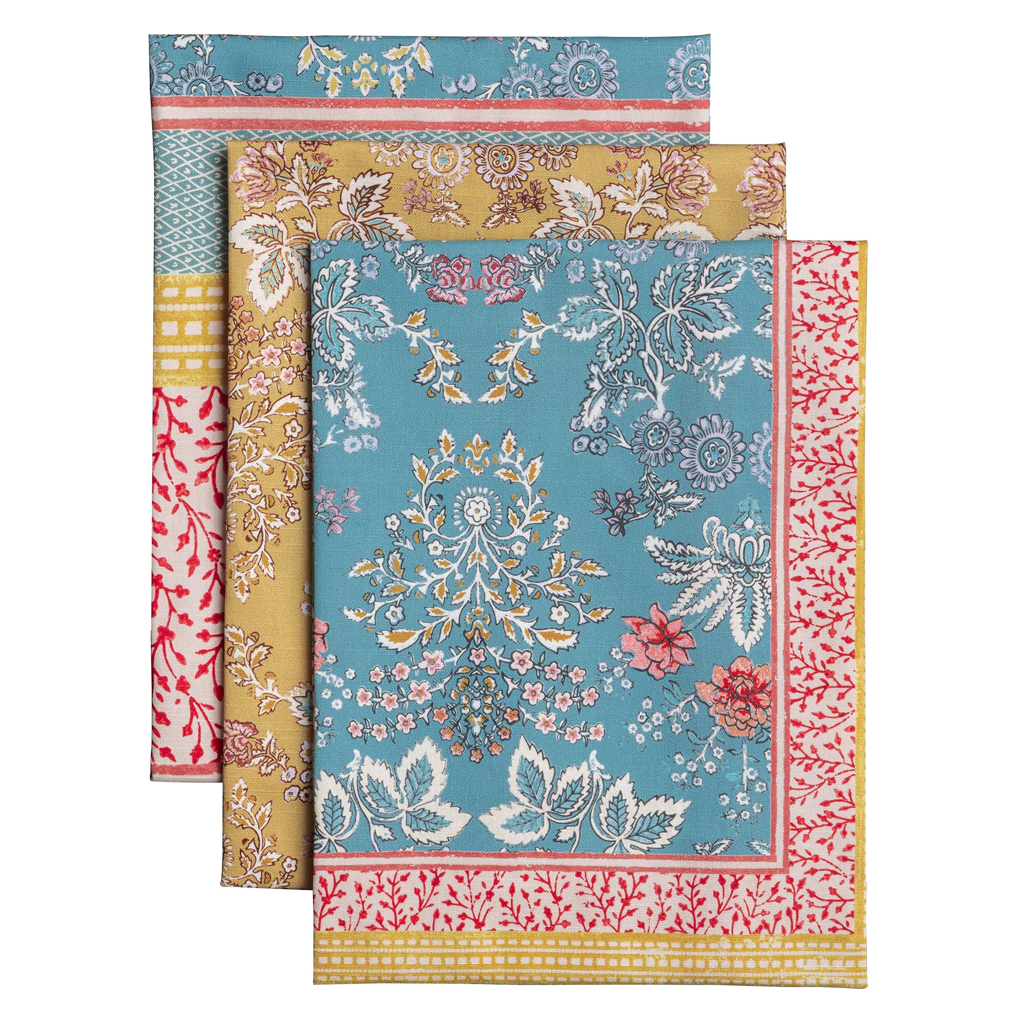 Maison d' Hermine Kitchen Towels Set of 3 100% Cotton 27.50" x 20" Reusable Cloth Tea Dish Towels Absorbent with Hanging Loop for Kitchen Easter Decorations Spring/Summer (Marquise)