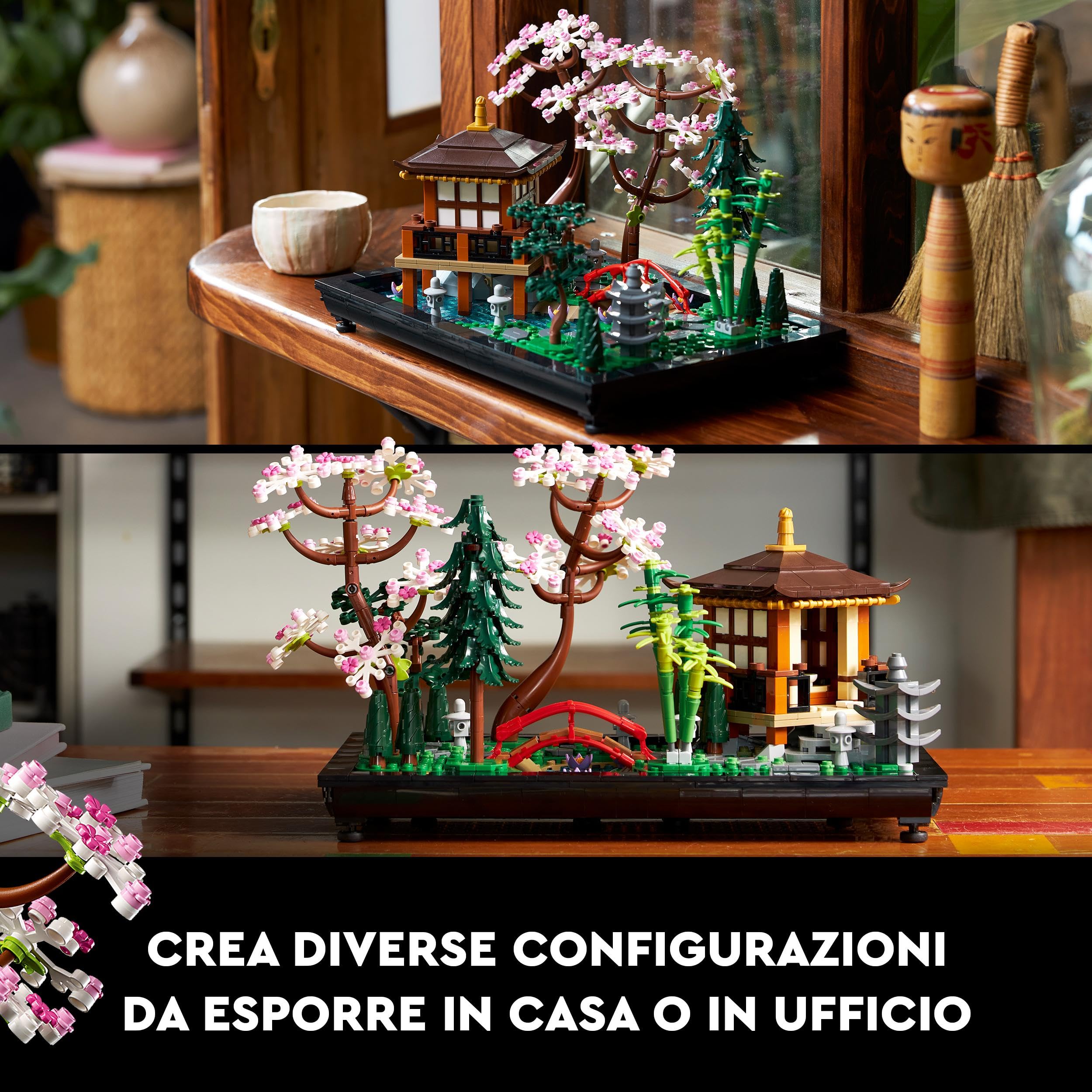 LEGO 10315 Icons Il Giardino Tranquillo, Kit Giardino Botanico Zen per Adulti con Fiori di Loto, Regalo per Donna e Uomo Fan del Giardinaggio Giapponese, Decorazione da Scrivania Personalizzabile