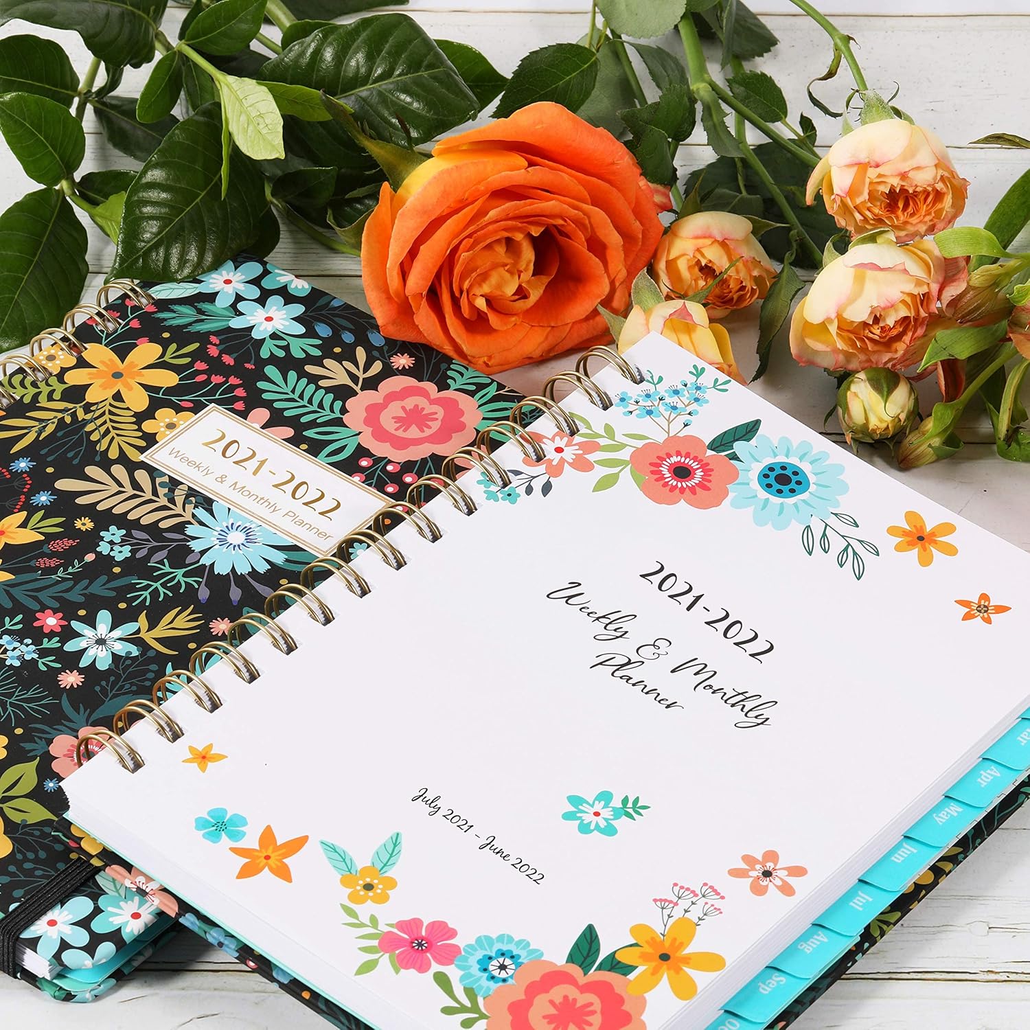 2022 Planner - Weekly & Monthly Planner 2022 with Marked Tabs, Jan 2022 - Dec 2022, 8.46" x 6.37", Twin-Wire Binding, Thick Paper, Back Pocket, Elastic Closure, Beautiful Pattern