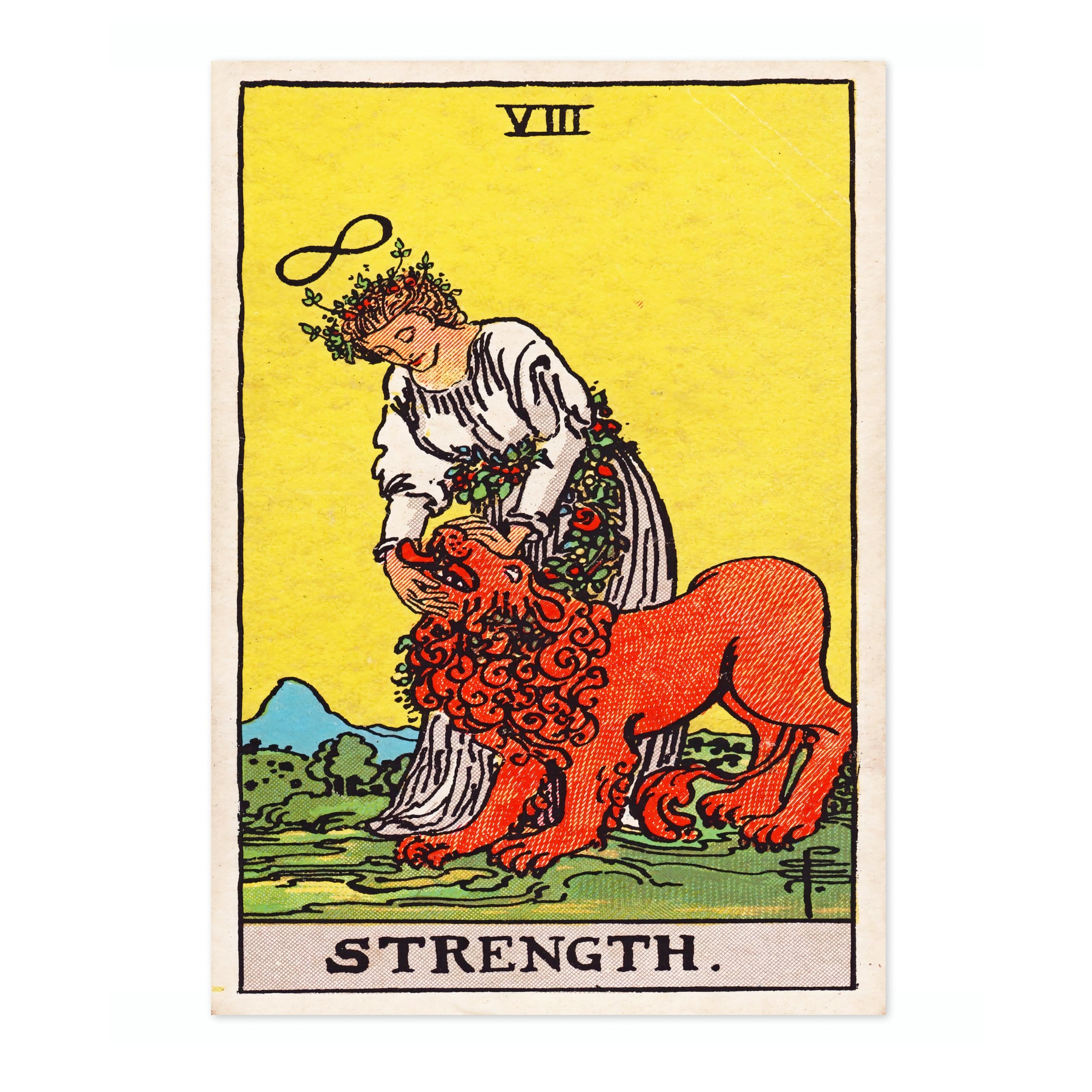 Animato Strength Vintage Tarot Art Print, Spiritual Wall Art Poster, Retro Mystical Bedroom Home Decor, A2 (Print Only) - 59.4x42cm โ image 1