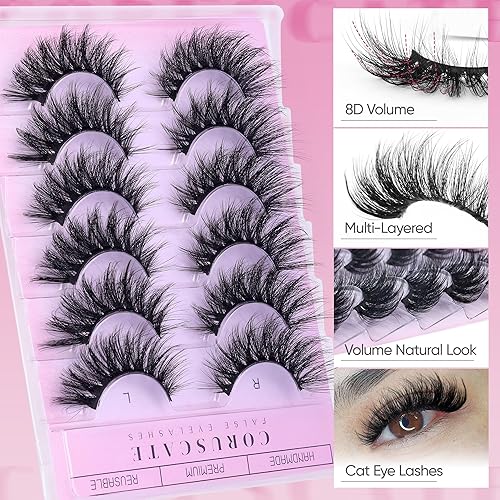 Miniatura 2 de Pestañas de manga de aspecto natural, pestañas postizas de anime, pestañas postizas 3D, pestañas postizas de volumen de 0.59 pulgadas, 10 pares de