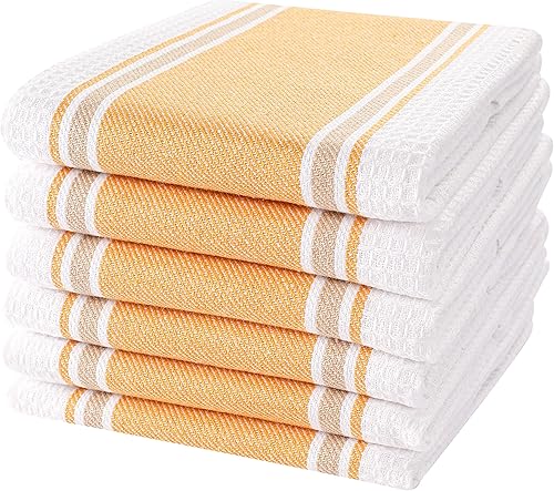 Paquete de 6 trapos de cocina vintage, rústicos, de 100% algodón, altamente absorbentes, de secado rápido, de grado profesional con lazo para