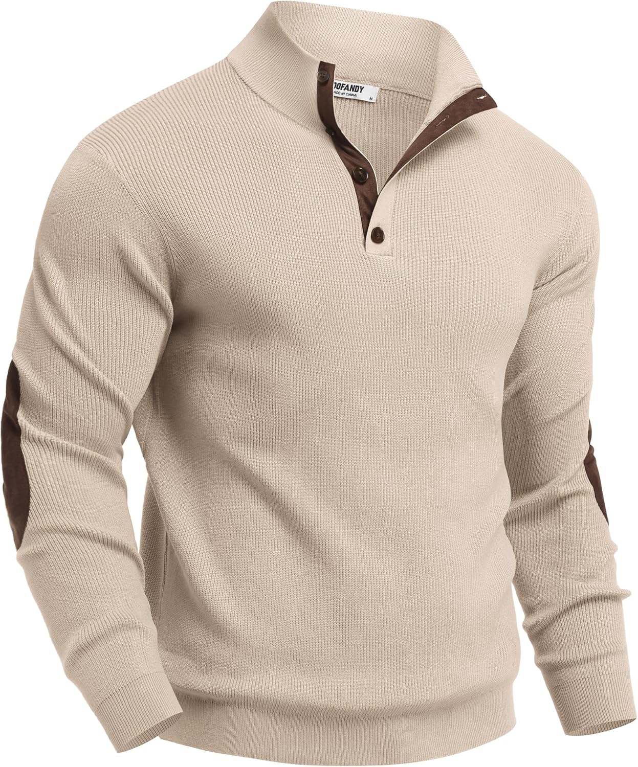 COOFANDY Mens Quarter Button Sweater Mock Neck Knit Pullover Sweaters Casual Fall Fashion Henley Sweater