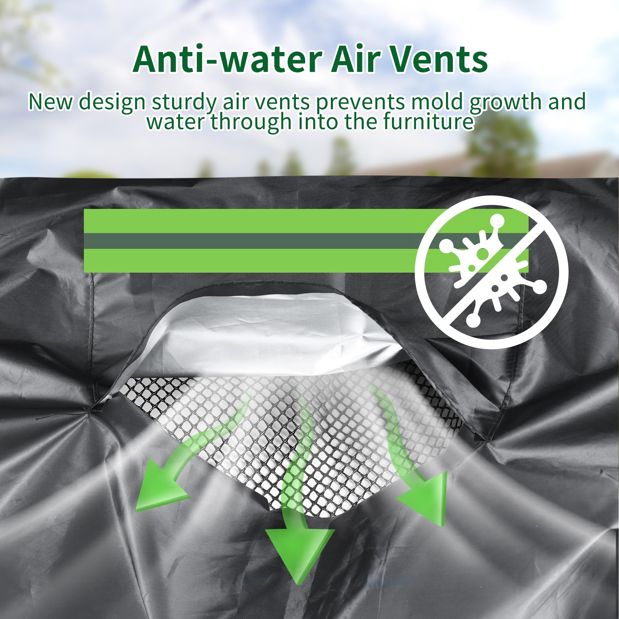 Neuradical Tuinbankhoes, Waterdichte Loveseat Hoes 3-Zitter, Zwaarbelastbare 420D Oxford Stofbeschermer voor Buiten Patio Bank, Anti-UV, Windbestendig-163x66x63/89cm