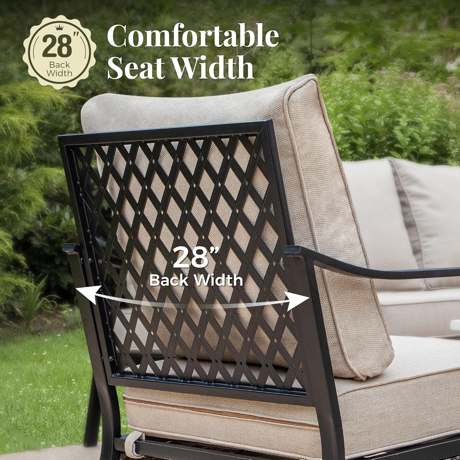 MIXPATIO Patio Furniture Set with 56'' Fire Pit Table, Black Frame Outdoor Conversation Set with 2 x Swivel Chairs, 1 x 3-Seat Sofa for Lawn Garden Backyard, Beige