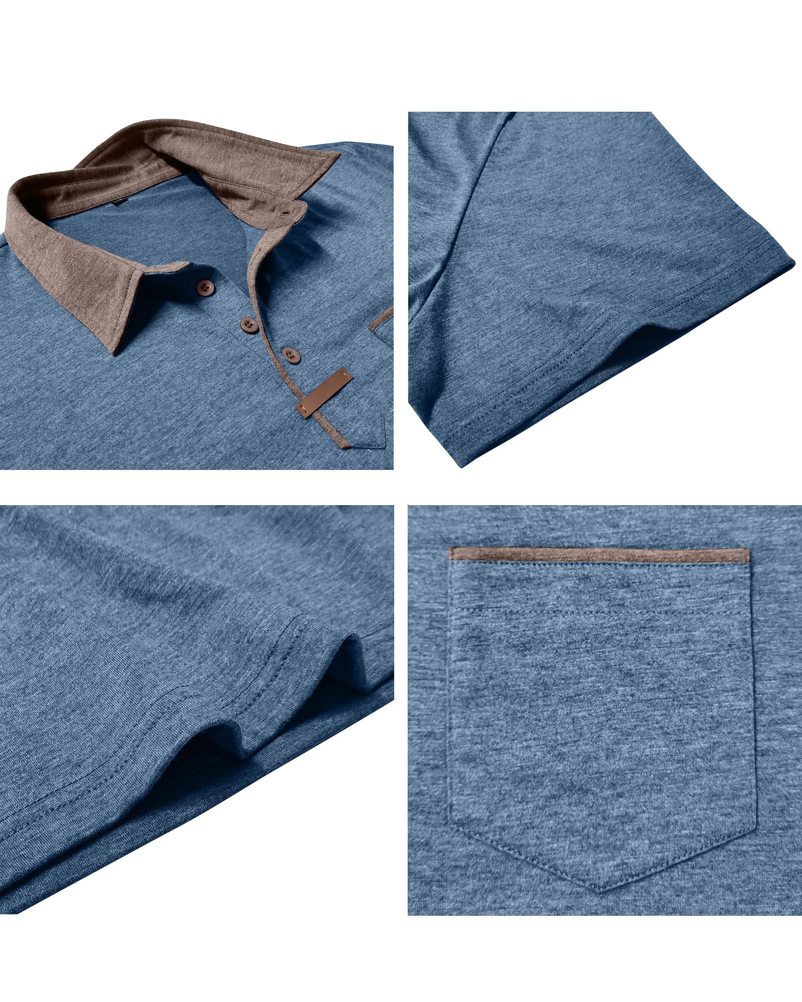 PRIVIMIX Polo Homme Manches Courtes avec Poche, Été Golf Tee Shirt pour Travail et Sport, M-3XL