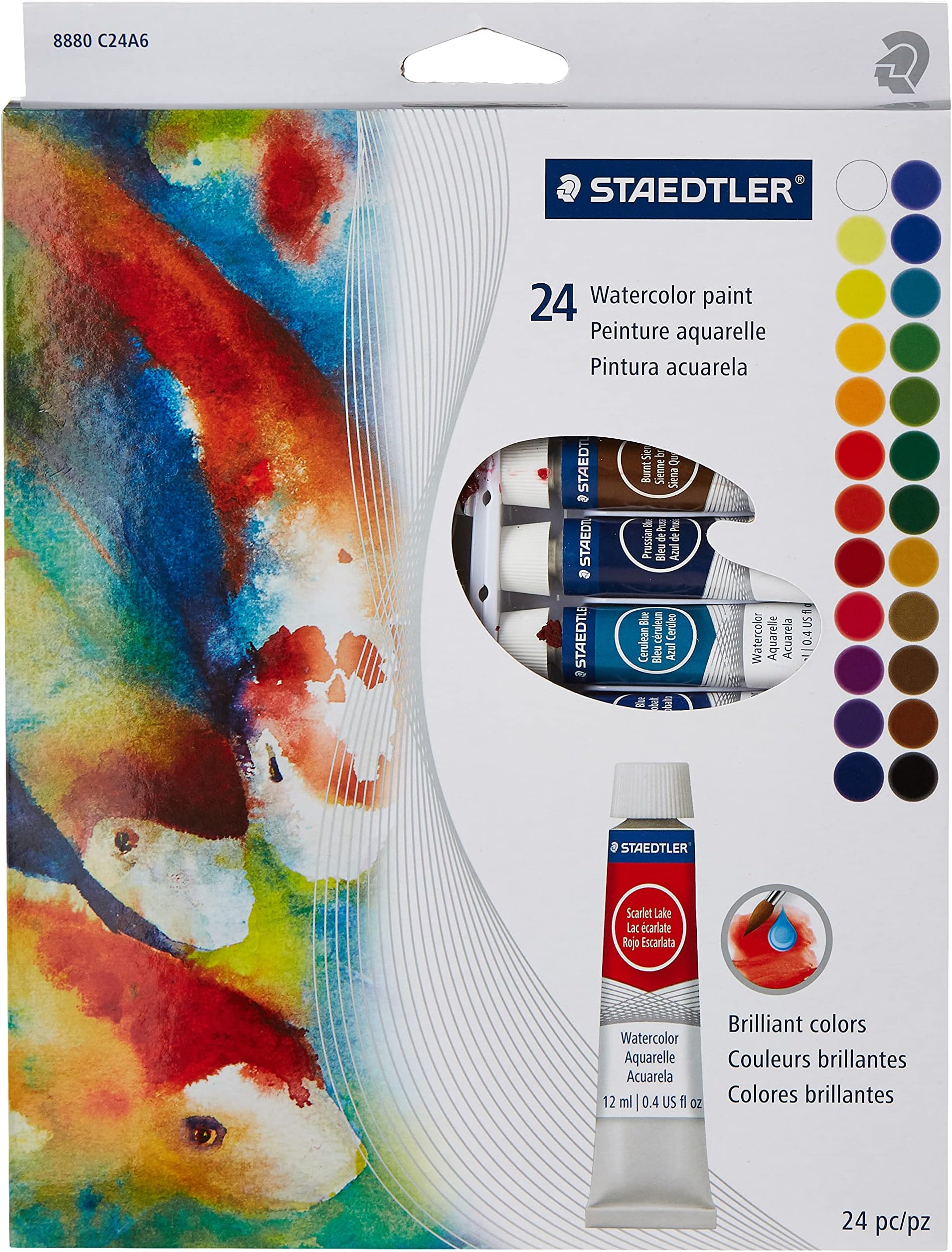 STAEDTLER Watercolor Paint Set, 0.4 Fl Oz (Pack of 24), 9