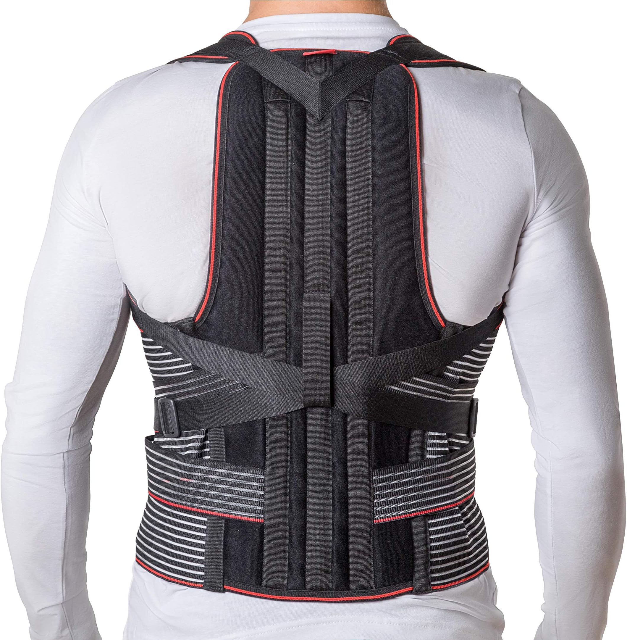 JNTAR Back Brace Posture Corrector for Women & Men, Corset Provides Lumbar & Shoulders Support, Corrects Slouching & Bad Posture, Solution for Kyphosis & Scoliosis, Rigid Fixation (M/II (30-35"))