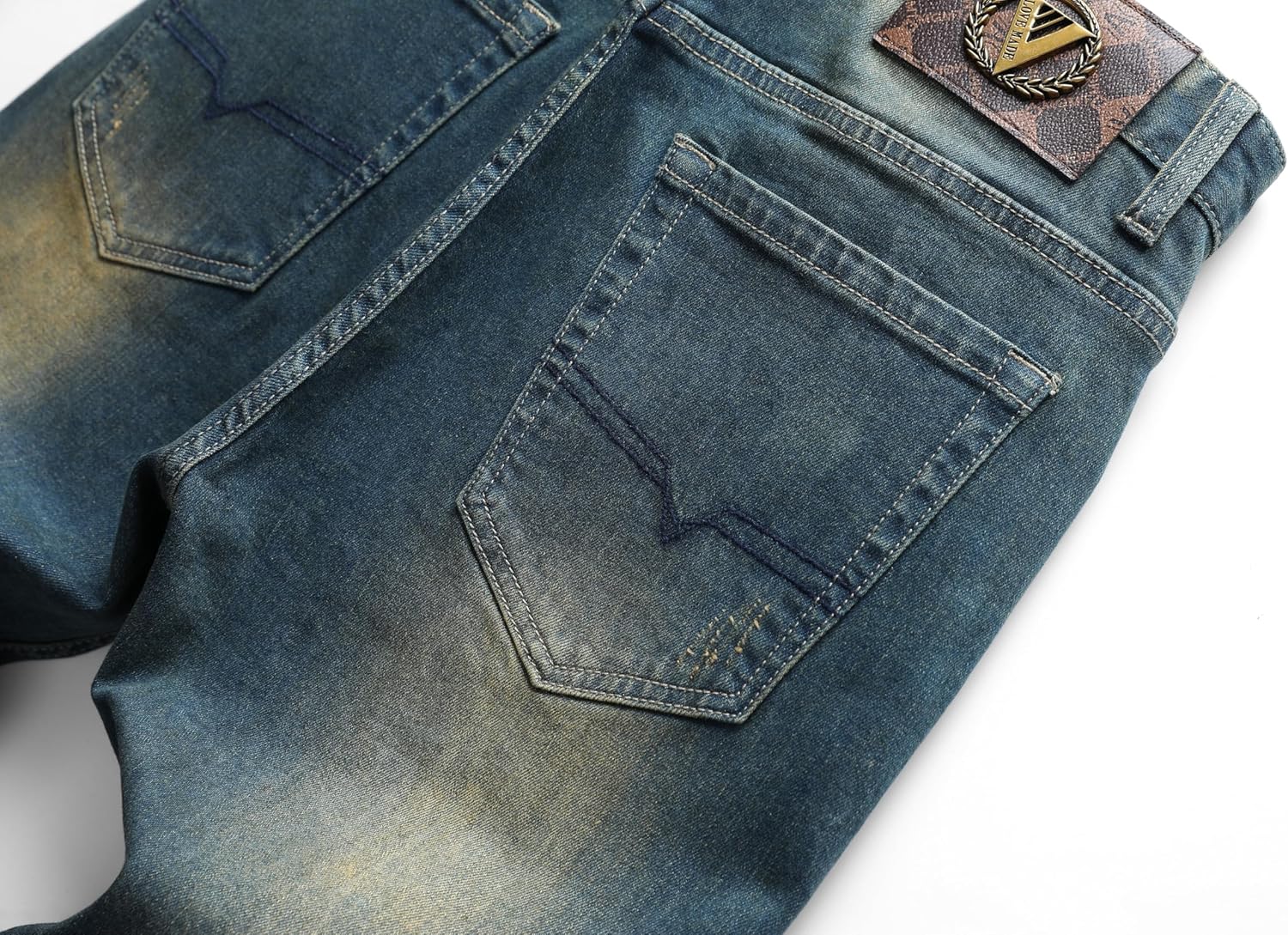 Men's Fashion Stretch Slim fit Jeans Retro Washed Straight Denim Pants - Image 7