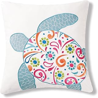 C&F Home St. Kitts Colorful Coastal Beach Turtle Embroidered Accent Pillow 18