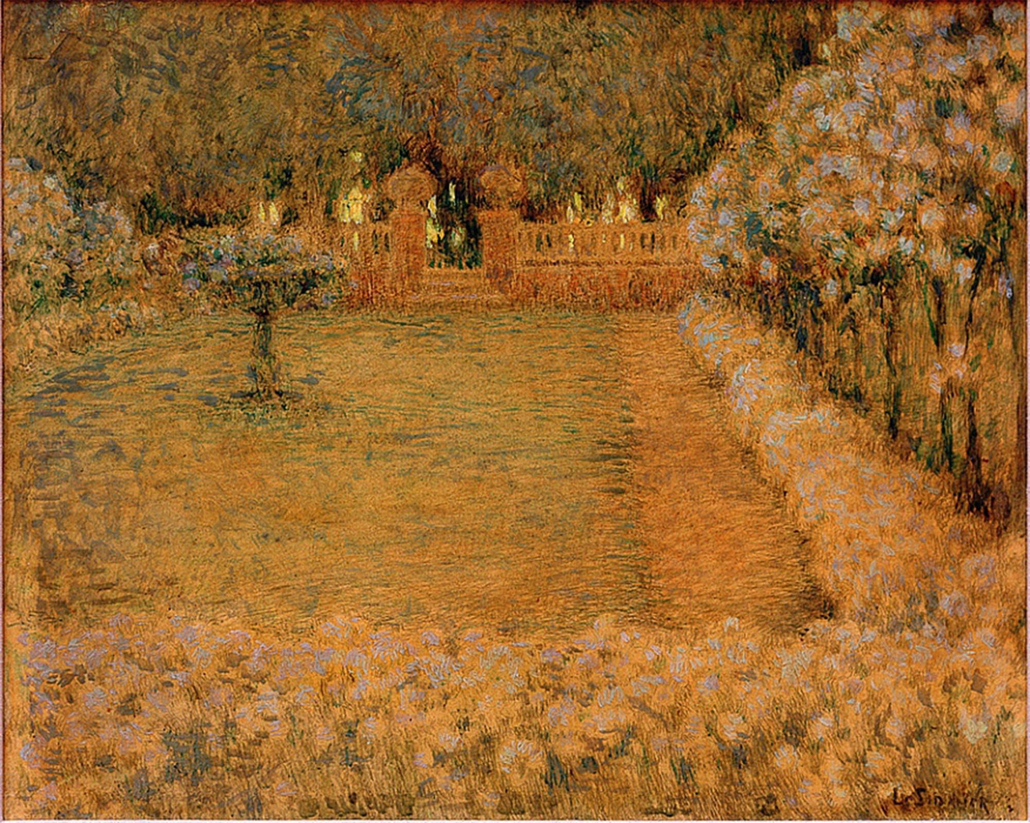 SERENDIPITP Abstract Painting Mural Print Picture Wall Decor Painting the White Garden in the Twilight of by Henri Le Sidaner Vintage Wall Artwork for Home Decor 60x90cm