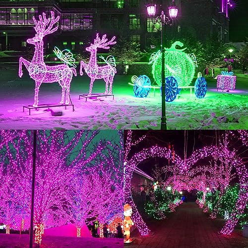 Miniatura 6 de 300 luces LED de Halloween, cadena de luces de Halloween de 98.5 pies con 8 modos de iluminación, mini luz impermeable y conectable, enchufe