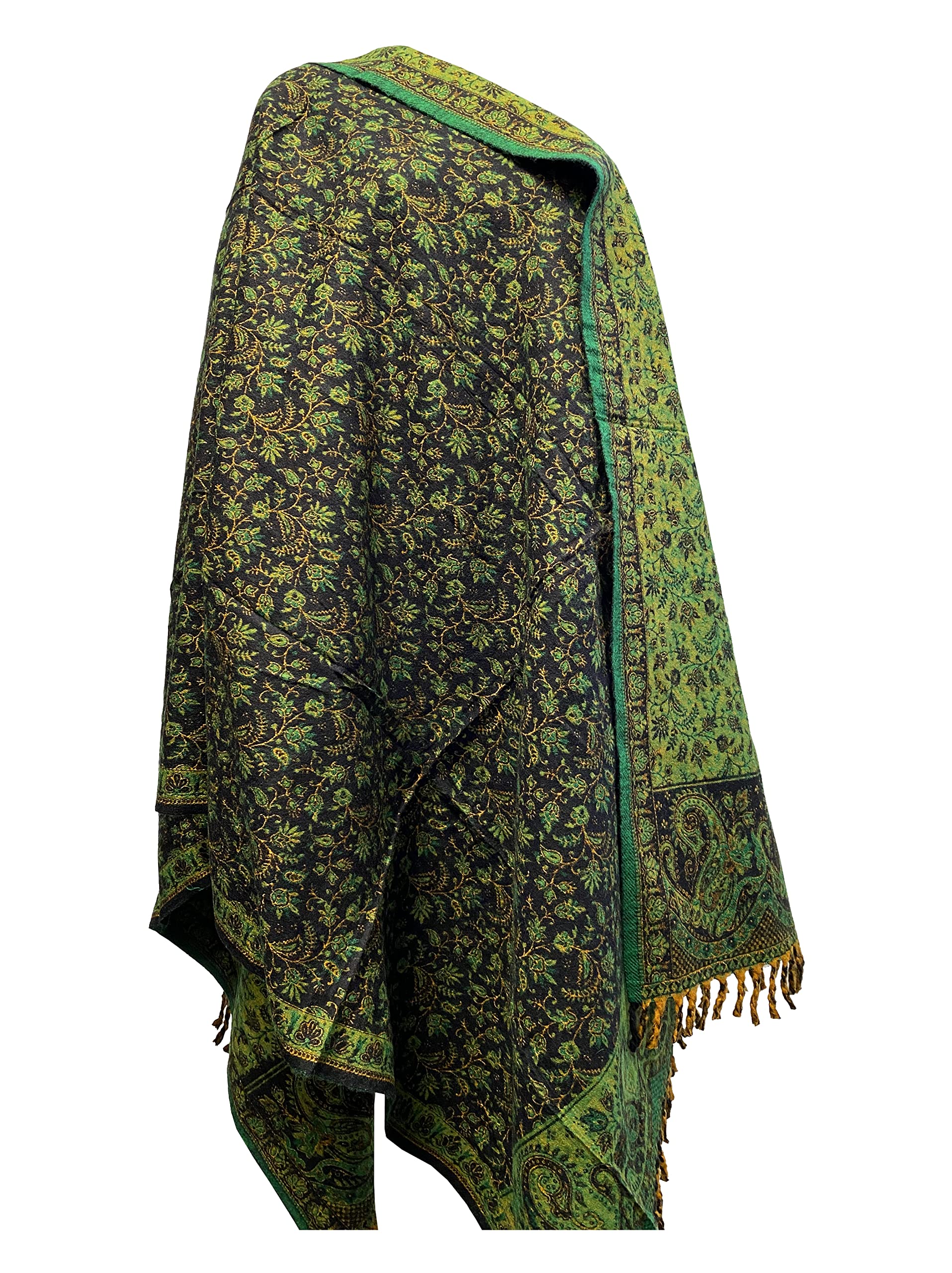 Tibet Schal mit Blumenmuster, reine Yakwolle, Dekoration, Unisex, übergroß, doppelseitig, luxuriös, Blau