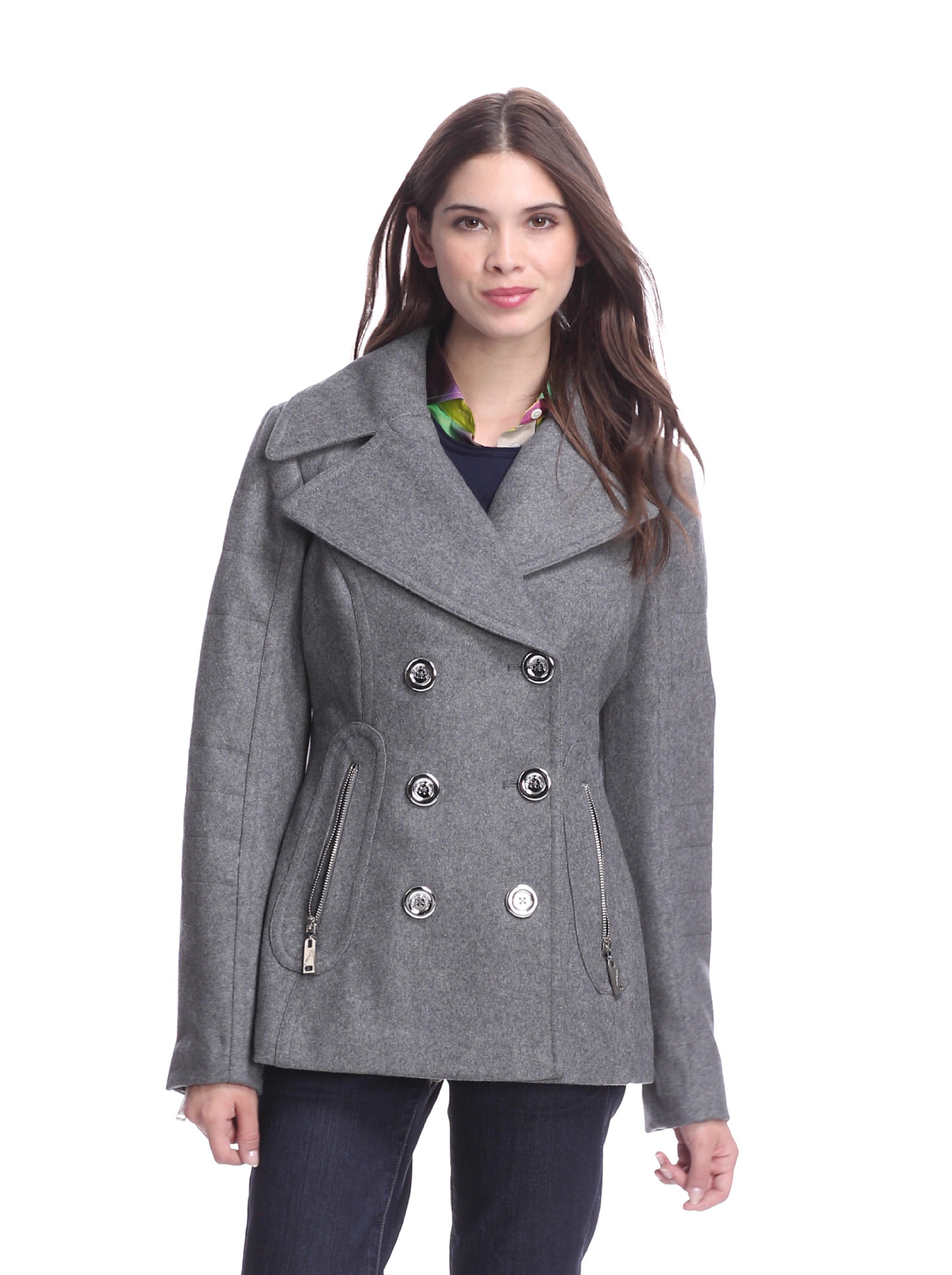 Miss Sixty Women's Pea Coat W/Zip Sleeves