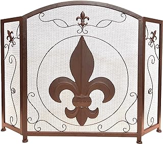 BestGiftEver 3-Panel Fireplace Screen Decorative with Fleur De Lis Desig...