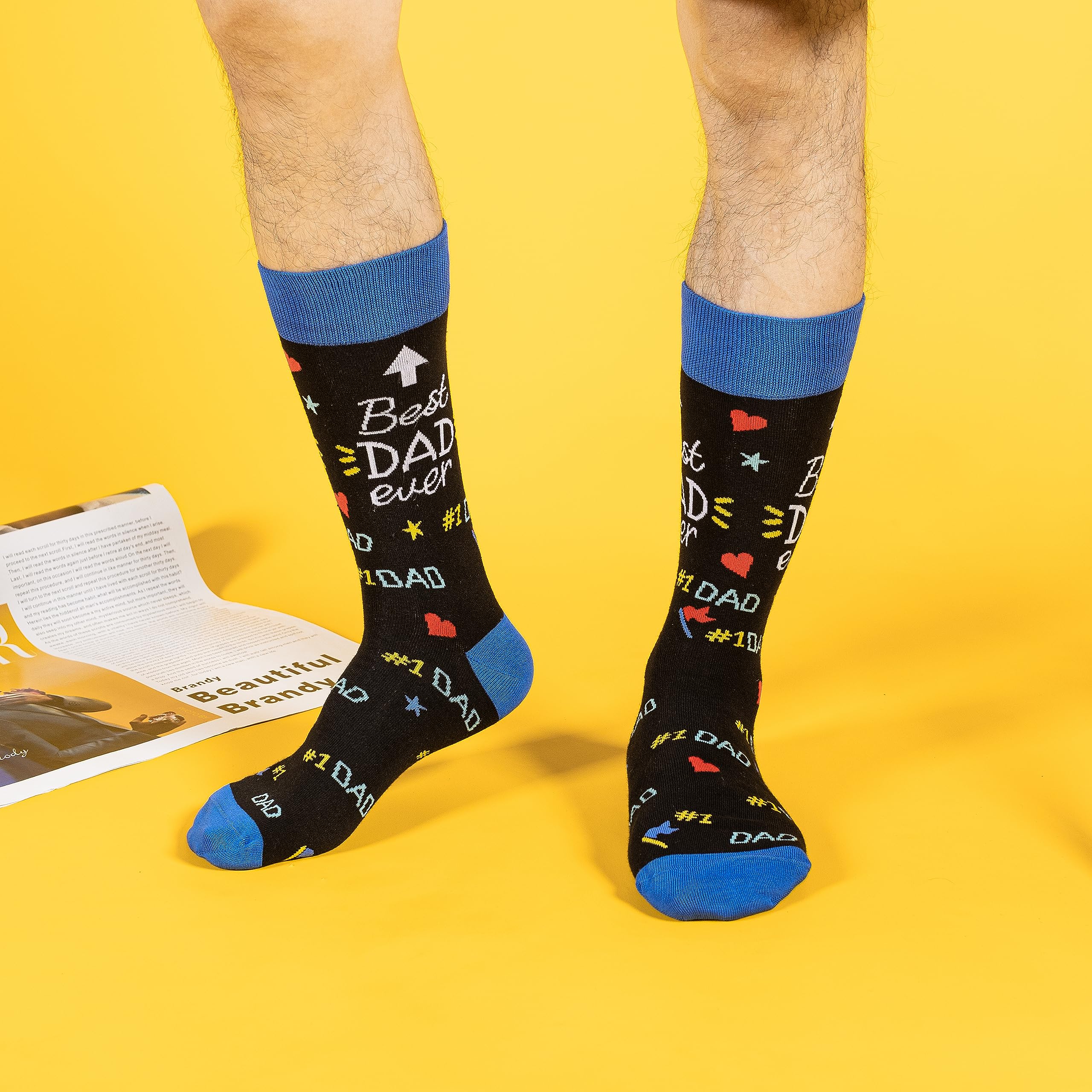 BISOUSOX Regalo de Papá Calcetines de Graciosos Hombre divertidos Estampados Algodón Calcetines dia del padre BEST DAD EVER