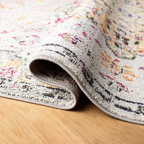 Miniatura 6 de SAFAVIEH Madison Collection - Alfombra de área de 10 x 14 pies, color gris y dorado, diseño bohemio chic de medallón envejecido, no desprende pelusa