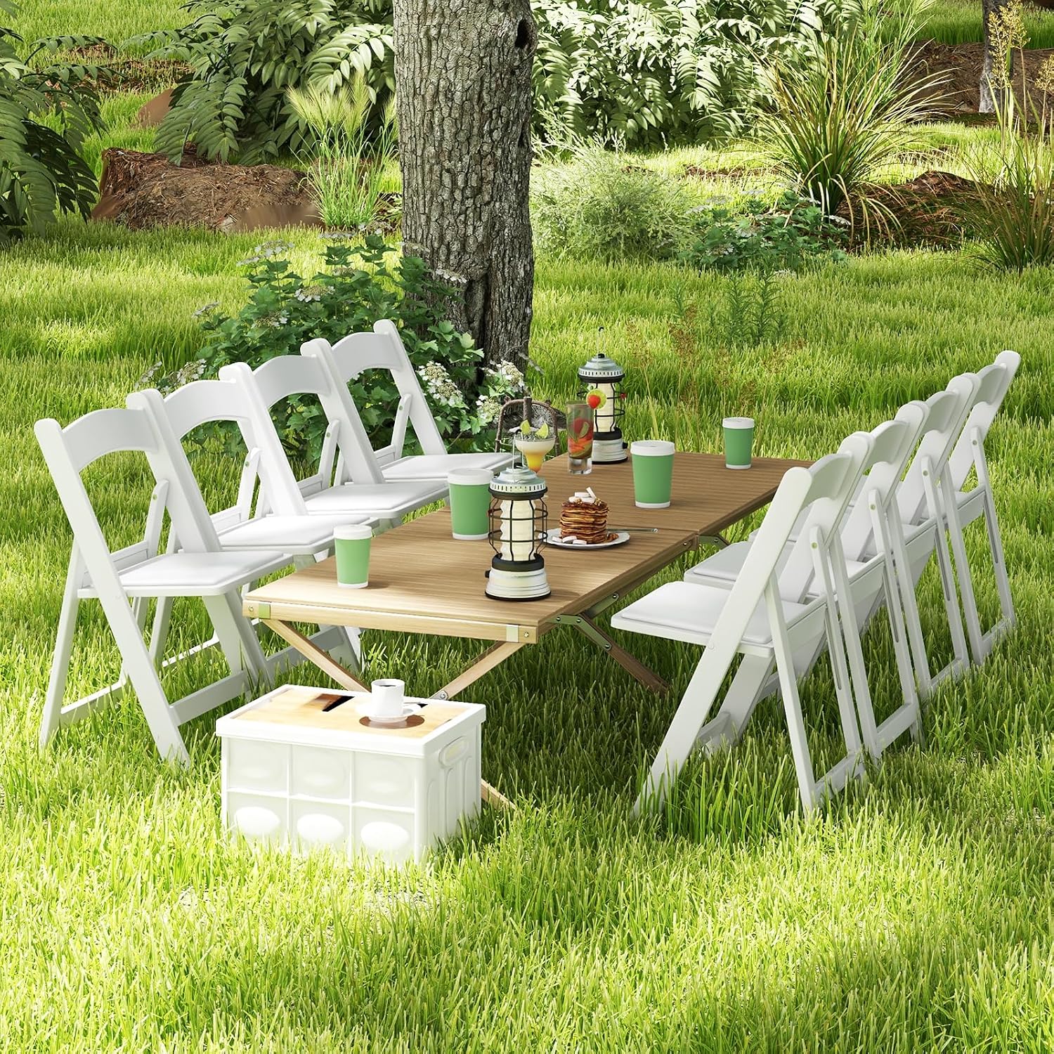 Giantex 20-Pack Folding Chairs with Padded Seat, All-Weather Resin Frame, 1100 Lbs Static Capacity, Lightweight Commercial Seat for Office, Wedding, Party, Picnic, Indoor and Outdoor Events