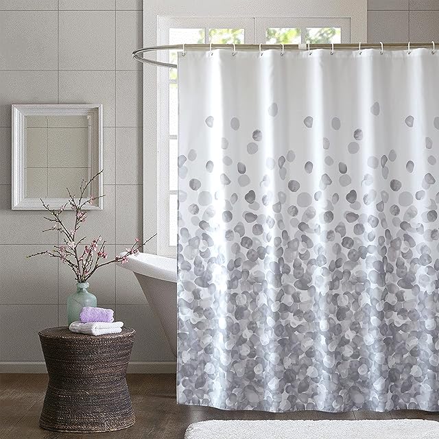 Shower Curtain Mould Proof Resistant Bathroom Curtain Washable Waterproof Polyester Fabric Bathroom Curtains with Plastic Hooks(180 x 180cm, Flower)