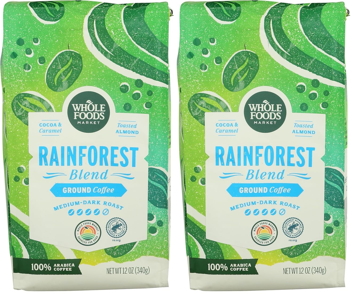 WHOLE FOODS MARKET Ground Rainforest Blend Coffee, 12 OZ (Pack of 2)