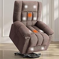 Sweetcrispy Power Lift Recliner Chair with Massage & Heat - Ergonomic Lift Chair for Elderly, Overstuffed Breathable Fabric, Brown
