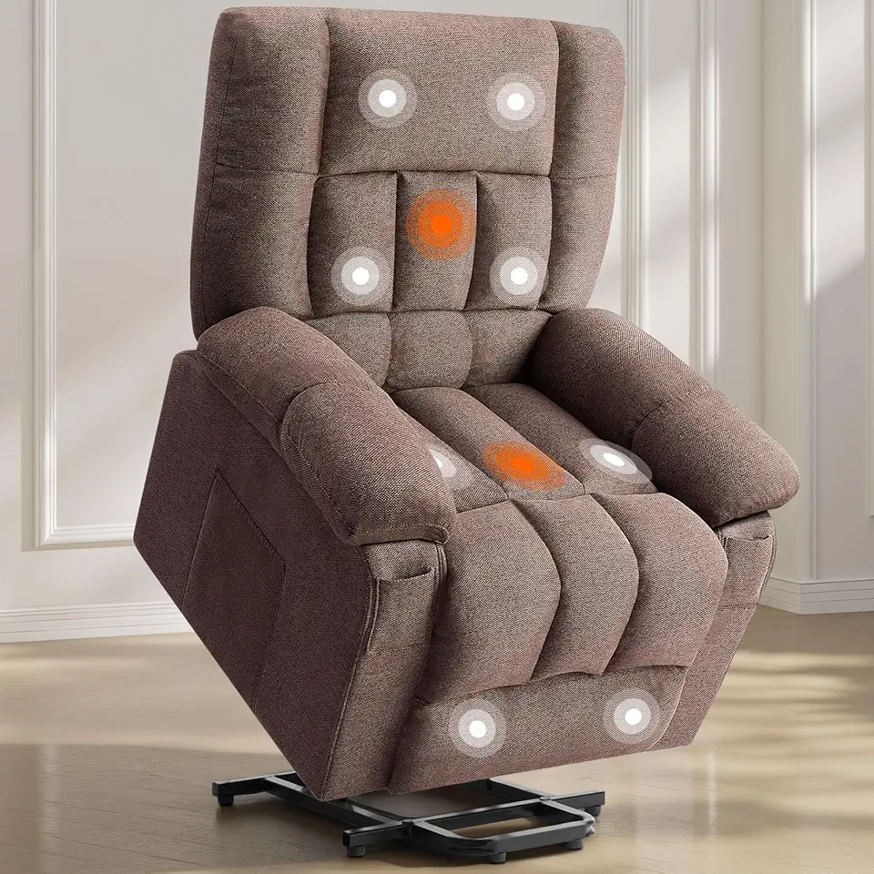 Sweetcrispy Swivel Recliner Chair, Rocking Chair Nursery, Glider Rocker Recliner for Nursery, Glider Nursery Chair for Living Room with Extra Large Footrest, High Back, Upholstered Deep Seat (Brown)