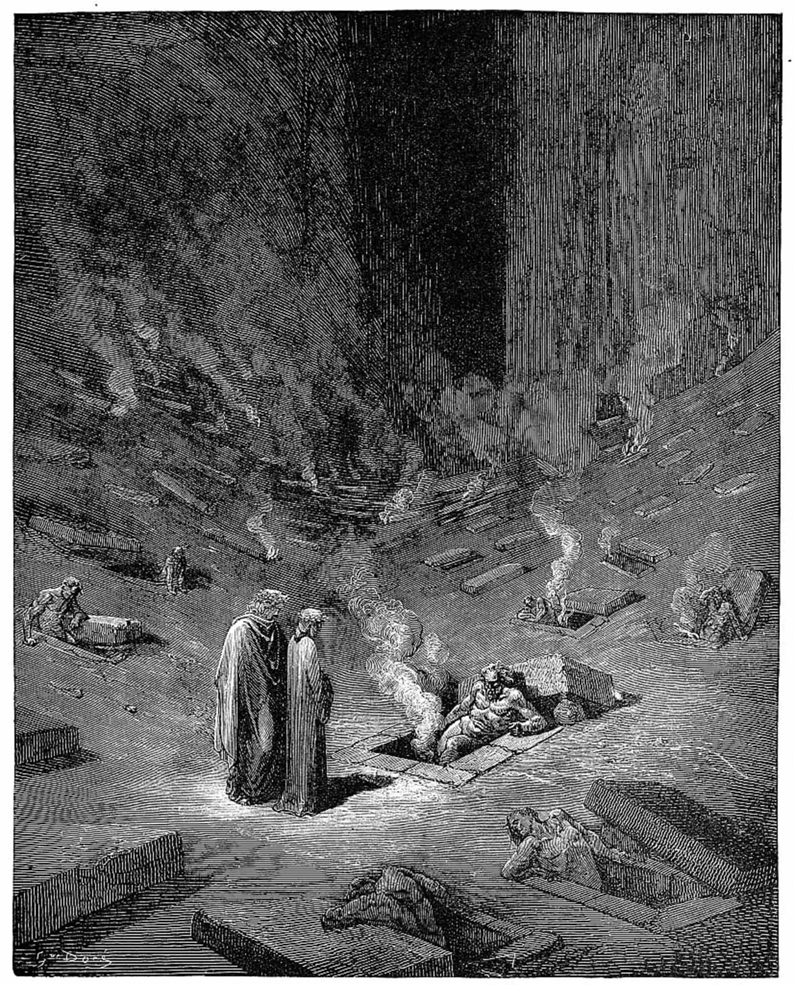 SERENDIPITP Vintage Wall Art Canvas Nordic Poster Canvas Print Picture Hell the City of Dis Roman God of the Underworld by Gustave Dore Wall Art Poster for Home Decor 60x90cm