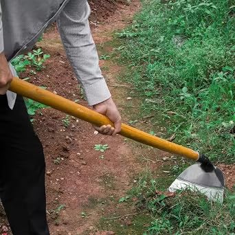 WY8 Heavy-Duty Garden Hoe Steel Hoe Head with 1.2m Handle, Durable Weeding, Digging & Cultivating Tool for Gardening, Farming, Landscaping & Soil Preparation, Strong & Rust-Resistant (26cm)