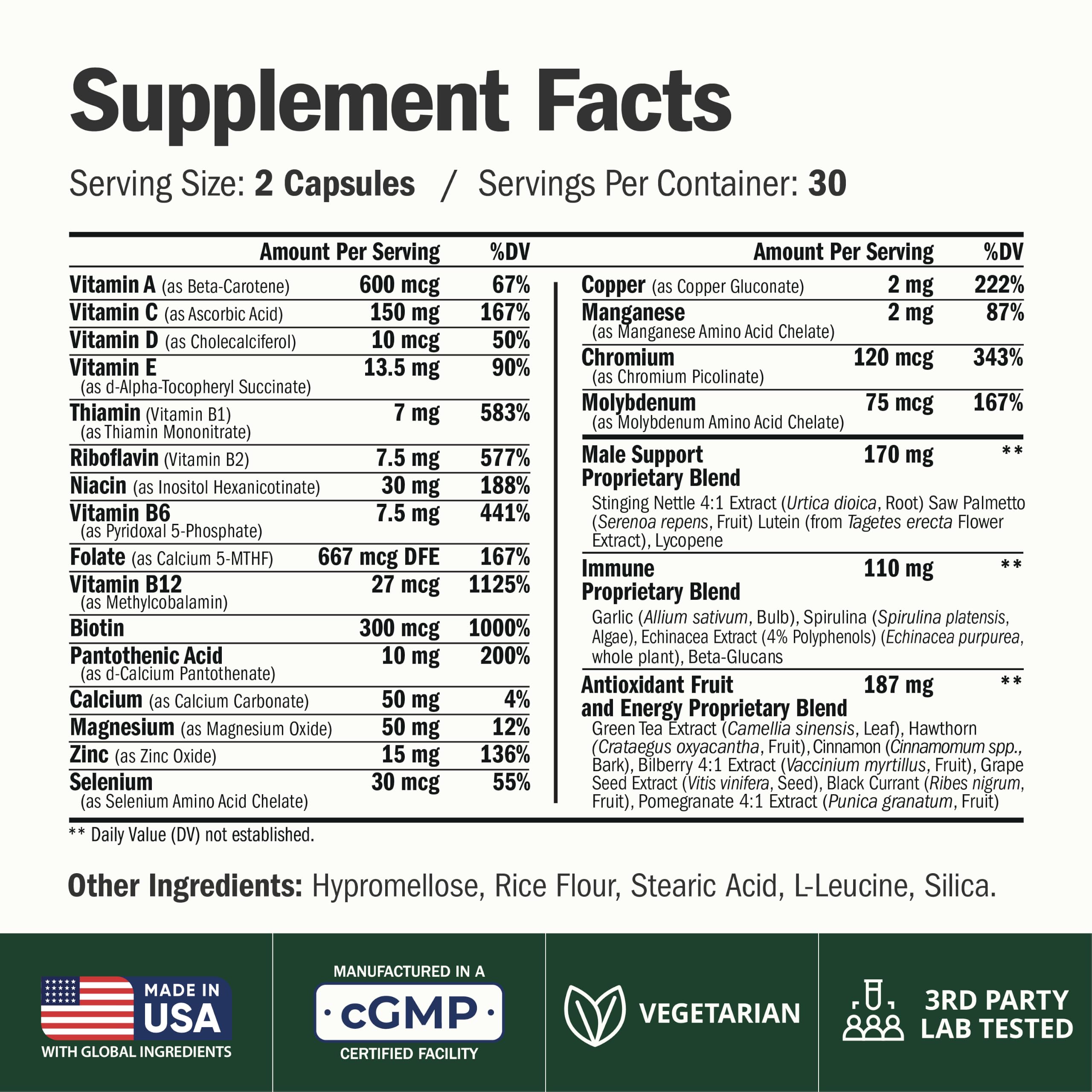 Multivitamin for Men – Methylated Multivitamin – Daily Wellness – 60 Caps — Amazon image 3