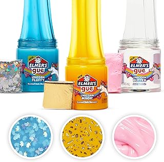 Elmerâ€™s Gue Premade Slime, Unicorn Dream Slime Kit, Includes Fun, Unique Add-Ins, Variety Pack, 3 Count