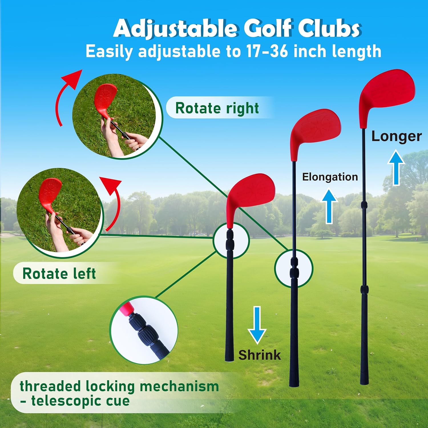 Ultimate 6 Holes Backyard Outdoor Golf Games with 2 Adjustable Clubs, Lawn Golf Game for Adults to Practice, Idea for Camping/Party/Beach