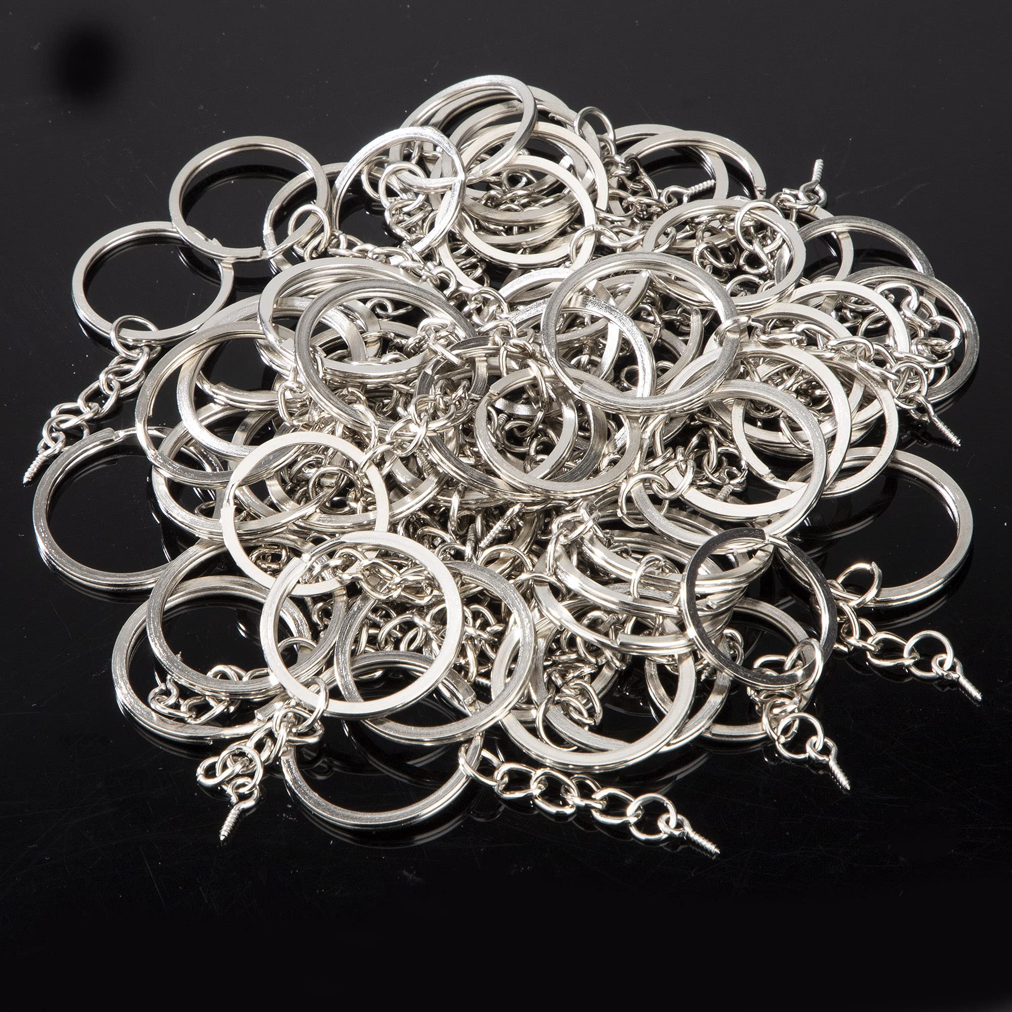 Set 60 Pezzi Anelli Portachiavi In Acciaio - 30 Ganci + 30 Perni Ad Occhiello Per Fai Da Te - Foto 10