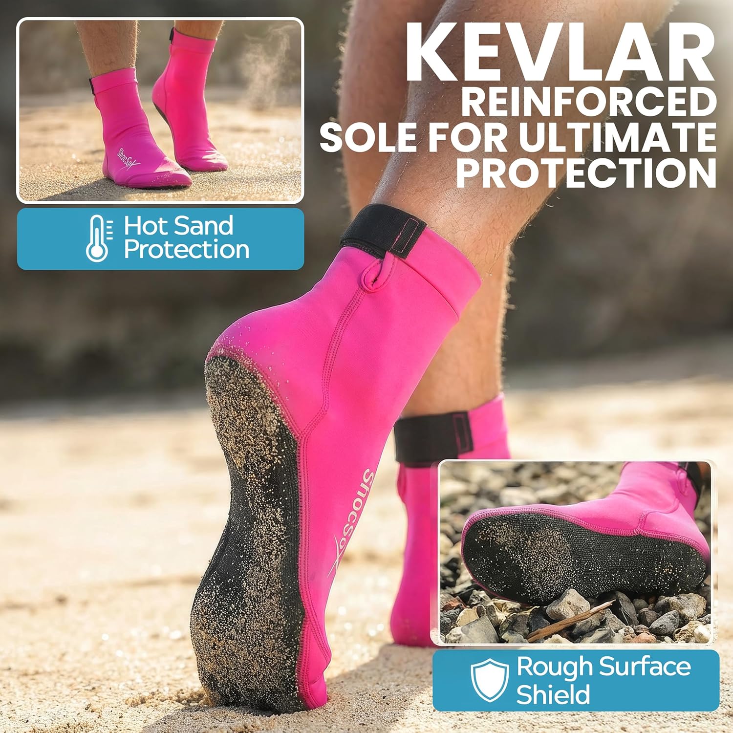 ShocSox Sand Socks for Beach Volleyball & Soccer – Reinforced Sand Volleyball Socks with No-Holes Soles & Maximum Protection