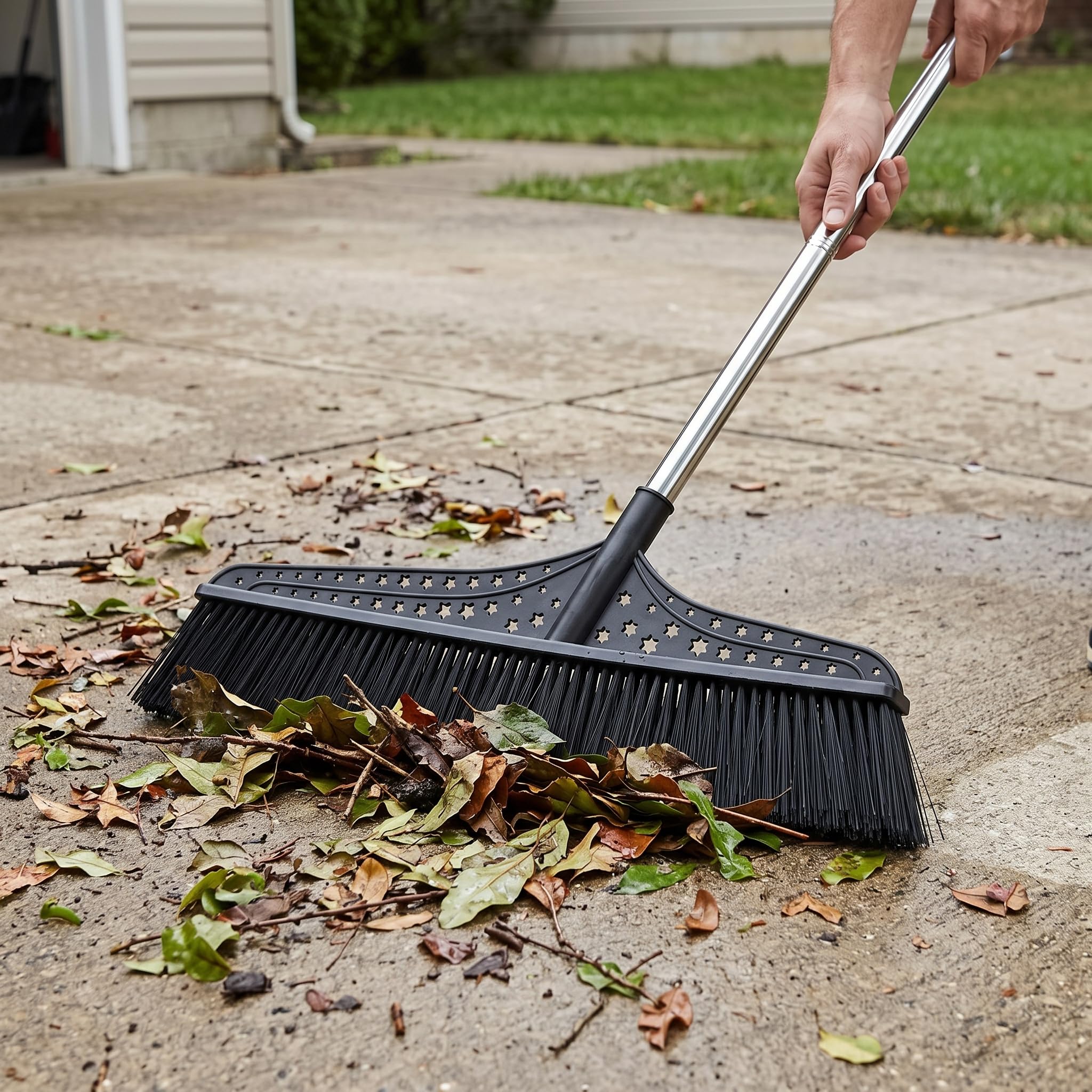 MagiDeal Escoba Exterior para Patio Escoba Cepillo Barredora Limpiador con Cerdas Que Retiran Hojas y Polvo Cabezal Amplio y Mango Extendido Ergonómico, 70 cm