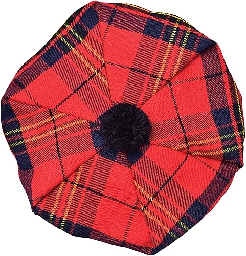 Miniatura 2 de Sombrero escocés Tam o Shanter Gorro escocés Tartan P.V Tartan (poliviscosa) Mezcla de lana con pompón  Talla única para todos.