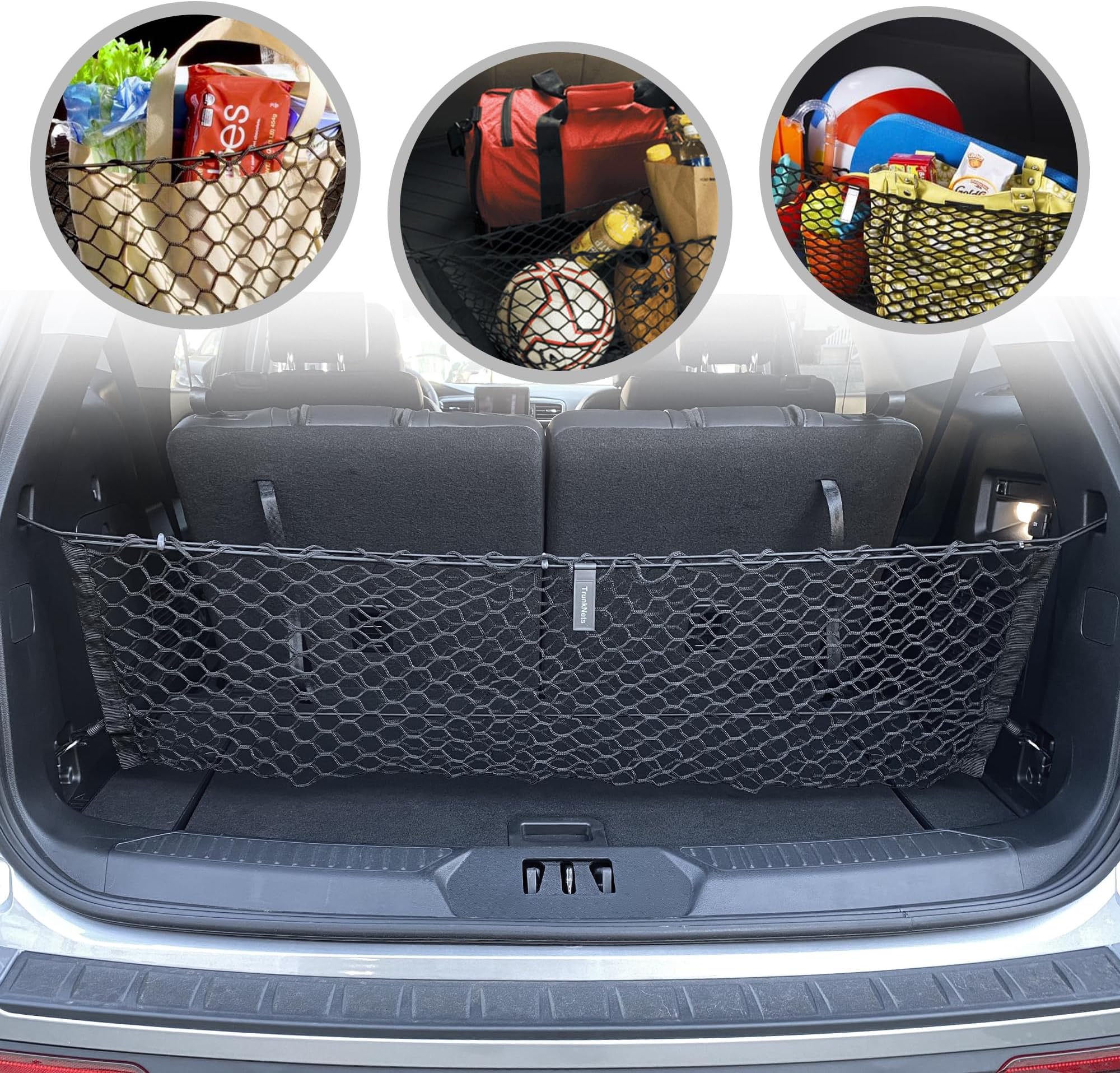 Envelope Style Trunk Mesh Cargo Net for Ford Explorer Base ST XLT 2020-2024 - Car Accessories - Premium Trunk Organizers and Storage - Cargo Net for SUV - Vehicle Carrier Organizer for Ford Explorer