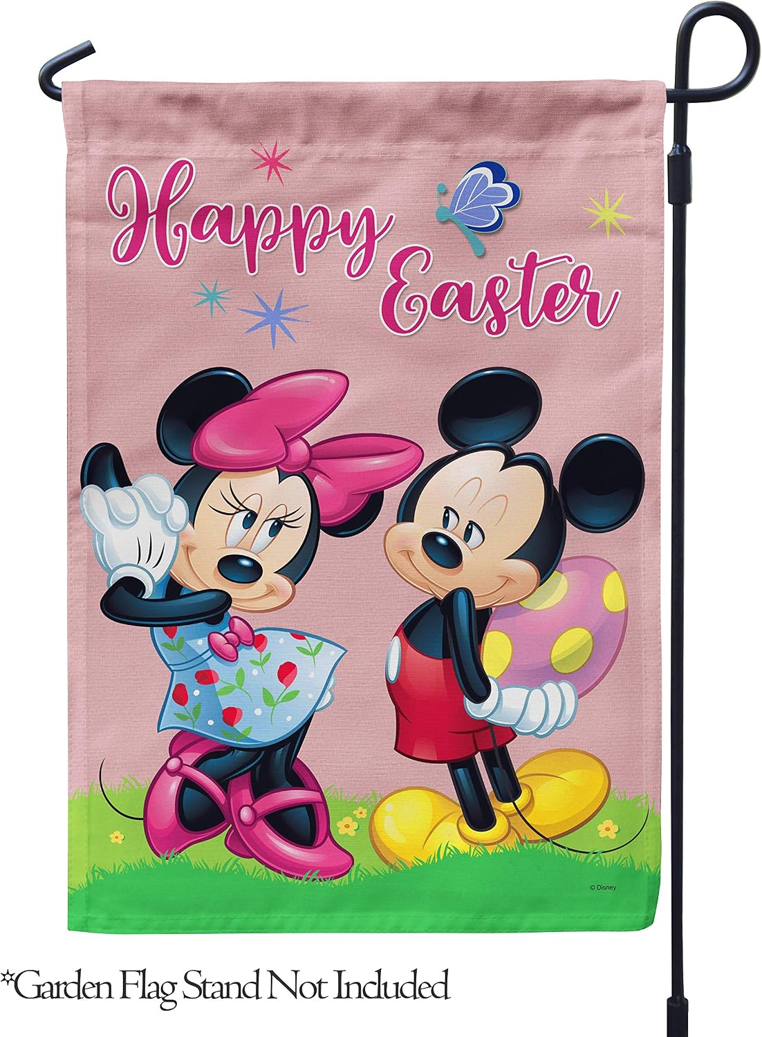 Flagology, Disney, Happy Easter Mickey and Minnie – Garden Flag 12" x 18", Exclusive Premium Fabric, Licensed Disney, Easter