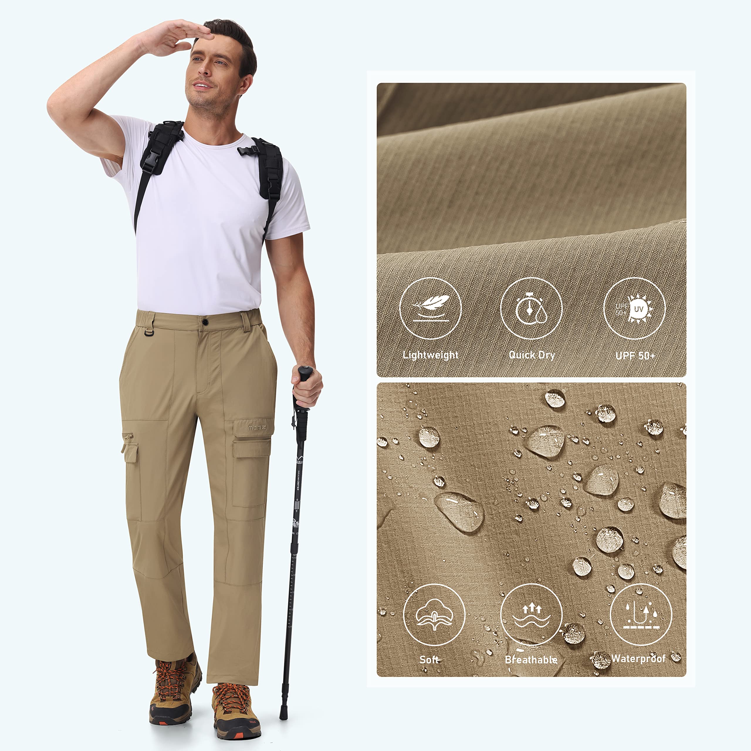 MoFiz Pantalones de Trekking Hombre Senderismo Cargo Pantalones Trabajo de Secado Rápido al Aire Libre con 7 Bolsillos